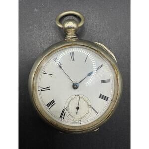 Antique 1878 Waltham Broadway Pocket Watch Silveroid Open Face 57mm
